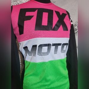 Fox - Black, Green, & Pink Long Sleeve Dirt Bike Riding Shirt - (M)